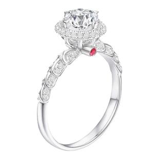 TopMiya【培育】18K金豪华钻戒一克拉人工人造钻石红宝结婚戒指女