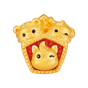 明牌珠宝三合生肖签硬金串珠 虎狗马三合黄金上上签转运珠AFP1387