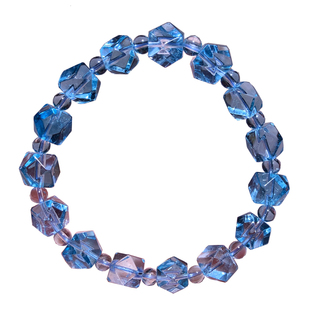 天然冰种托帕石刻面随形蓝色手串尼泊尔伦敦蓝手链蓝水晶饰品情侣