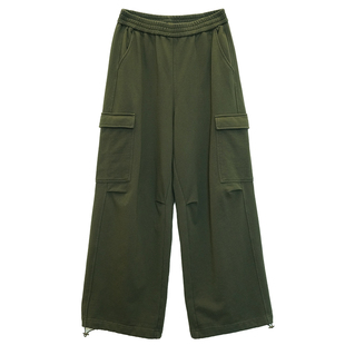 胖mm秋冬休闲街头工装裤木子理想大码女装松紧腰直筒长裤子200斤