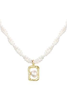 轻奢小众双层珍珠款项链少女法式