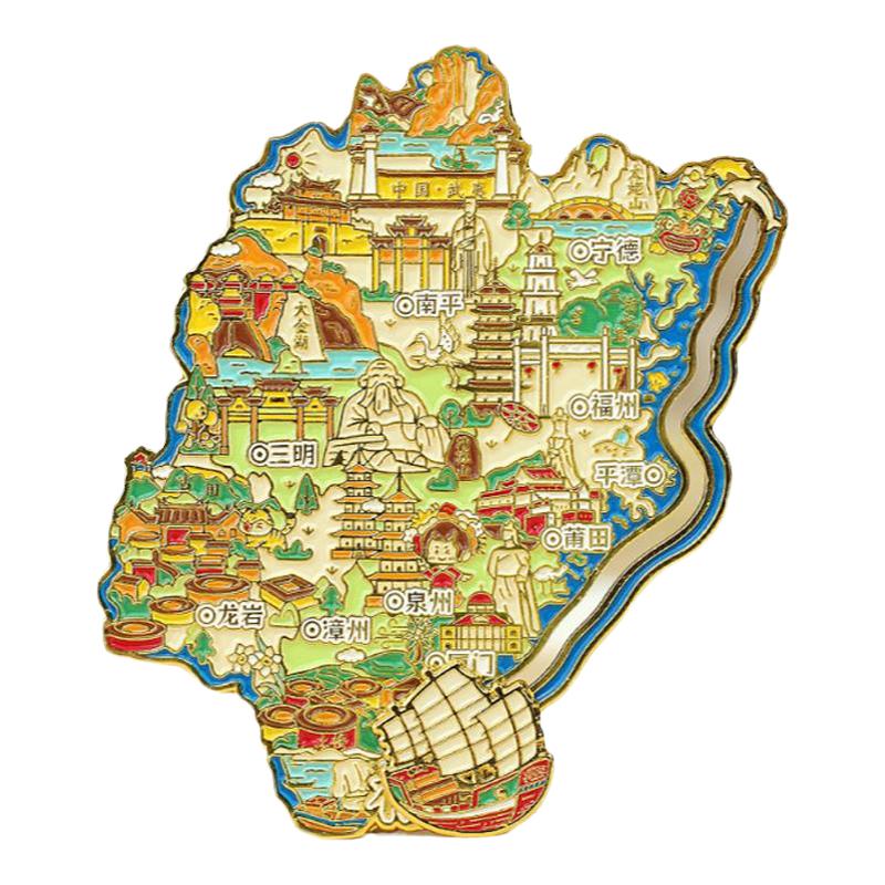福建福州地图金属冰箱贴旅游礼物