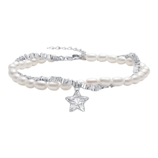 潮宏基闪耀银河s925银珍珠手链陨石星星碎碎银饰手饰情人节女