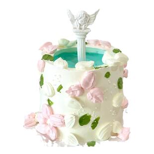许愿池小天使生日蛋糕装饰摆件复古水柱喷泉硅胶模具翻糖巧克力模
