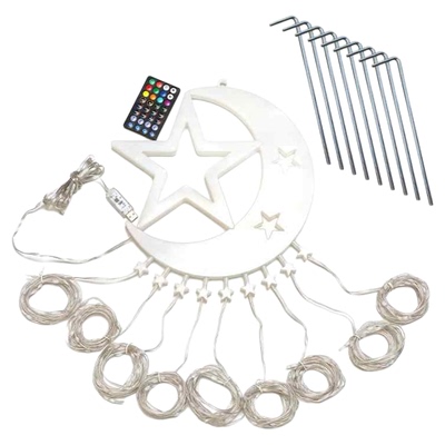 LED幻彩月亮五角星瀑布灯RGB流水