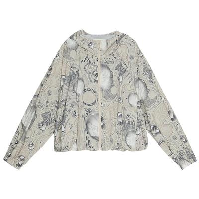 谜底连帽花色短外套2025春新品原创主题涂鸦感印花长袖251MW0137