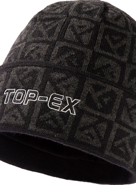 topex冬季男士黑色提花针织帽