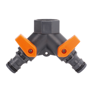 园艺带阀门二路分水器4分6分螺纹水龙头转换接件快接头分水器接嘴