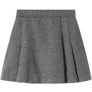 LAGOGO灰色学院风半身裙女拉谷谷冬新款含羊毛柔软舒适短裙