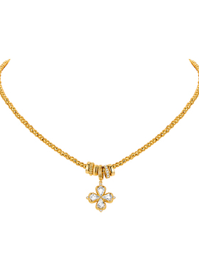 ZEGL金色叠戴毛衣链吊坠项链