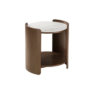 曲美家居床头柜石纹板弯曲木工艺卧室储物柜月半湾实木床头柜