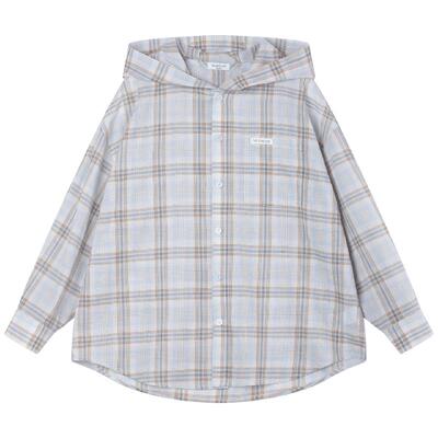 MUCMUKN【松弛夏日】轻薄全棉盐系格子衬衫物理防晒外套男女童夏