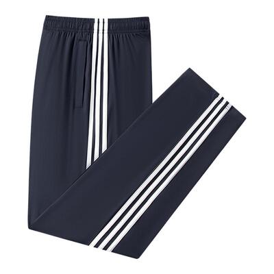 冰丝校服裤子夏薄款藏蓝色一道杠