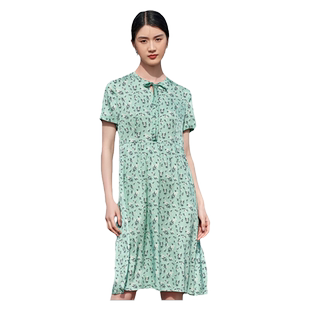 佐尔美高质感 桑蚕丝真丝弹力双乔小碎花连衣裙女E22LS25