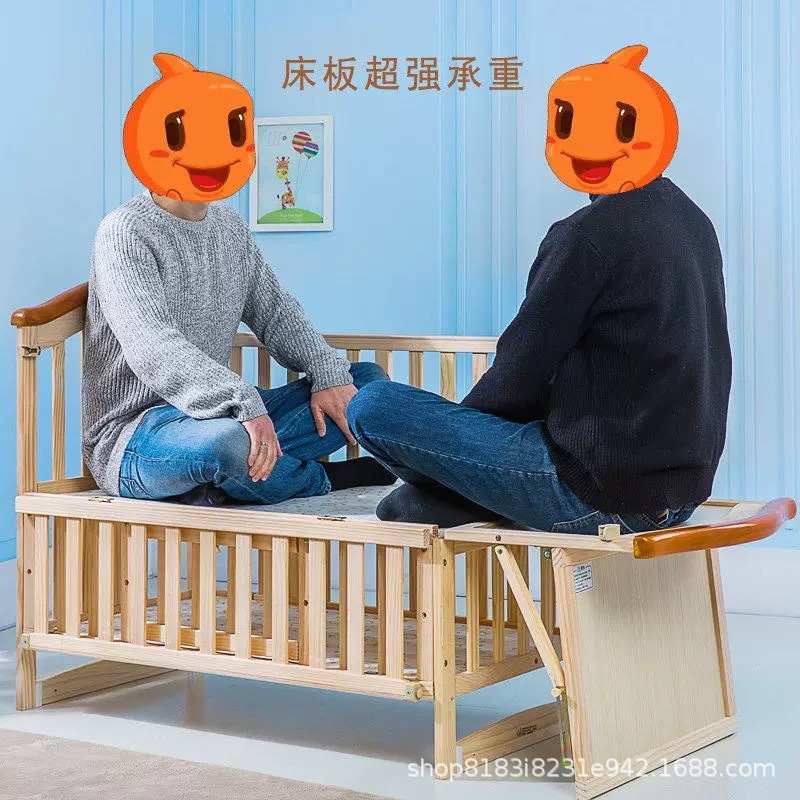 婴儿床拼接大床实木无儿童bb床大宝宝漆床床摇篮新生儿多功能