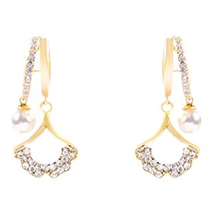 银杏叶珍珠款耳环女轻奢高级感法式耳扣小众独特耳坠气质耳钉耳饰