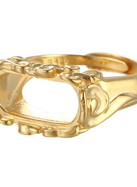 奢金轩男纯银复古祥云戒指空托