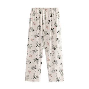 芬腾睡裤女春秋季纯棉可爱熊猫长裤女款卡通休闲可外穿家居裤单裤