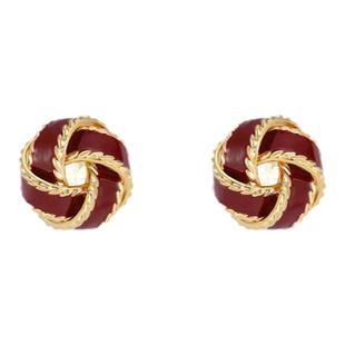 【同心结】新年红显白法式复古秋冬高级感耳钉无耳洞蚊香盘耳夹