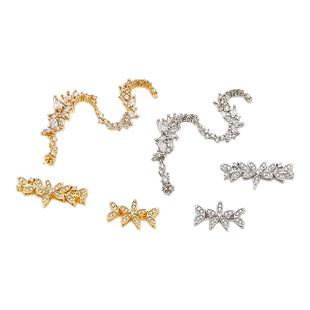 强保色14K包金镶锆长方形花朵隔珠蝴蝶结空托龙形DIY手链首饰配件