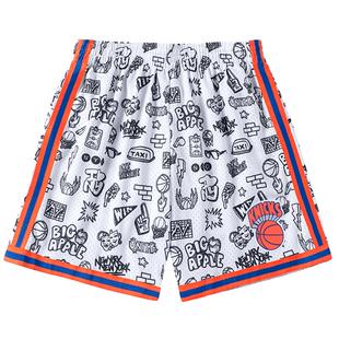 Mitchell&ness中性MN复古球裤-涂鸦 潮流 纽约尼克斯队运动短裤