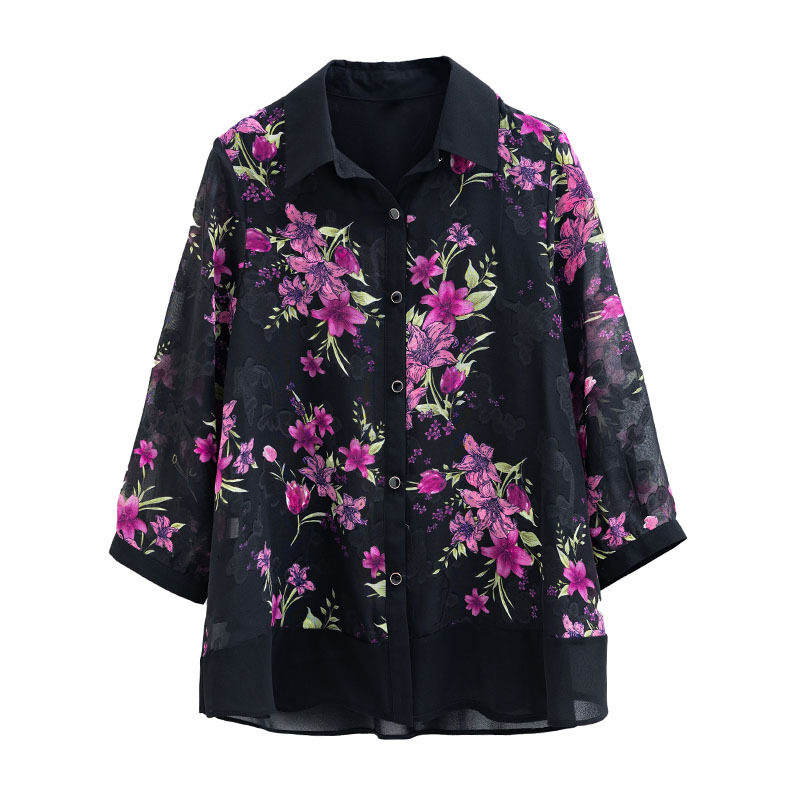 中老年女装夏装衬衫妈妈装洋气