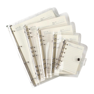 简约pvc软皮透明不硌手活页本外壳可拆卸ins风a6a5b5a4横线方格空白本子记事本商务办公用品学生便携式笔记本