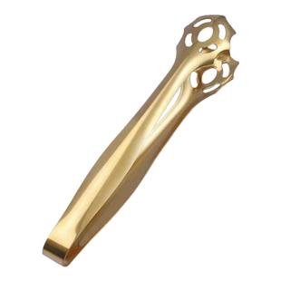 冰夹304不锈钢食品夹13.8cm金色加厚食品级冰糖夹冰粒夹 小方糖夹