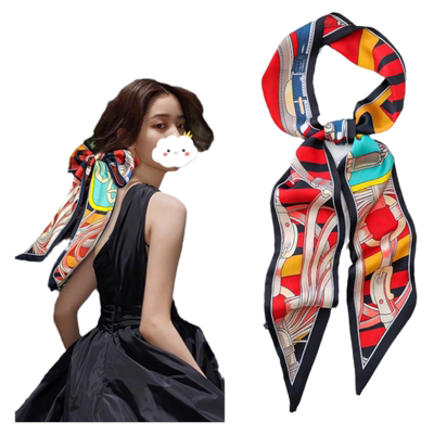 红色长条春秋搭配衬衫领带小丝巾