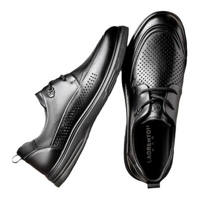 真皮舒适爸爸镂空皮鞋男