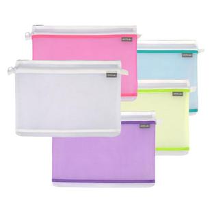 奈多美柔光文件袋清新日系ins风拉链透明文件袋期末考试袋白色双层拉链式文件袋考研收纳作业体检化验单学生