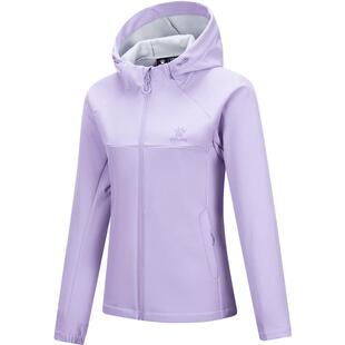 KELME卡尔美软壳衣女冬防泼水防风户外连帽外套加绒运动夹克冲锋