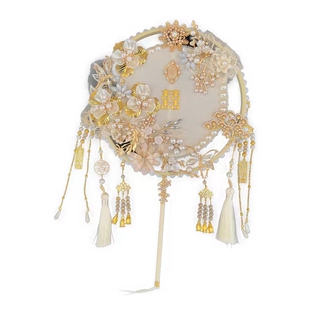 团扇结婚新娘秀禾diy材料包婚礼扇子婚扇重工成品出嫁喜扇中式