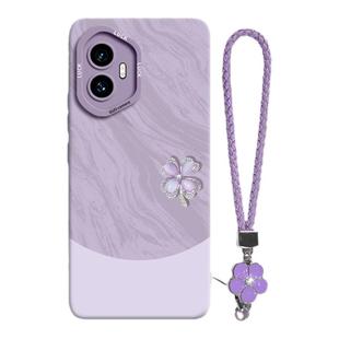 适用华为荣耀300手机壳honor200pro保护500套100新款90的80外壳70后60女50高级感400硅胶带挂绳南糯紫四叶草