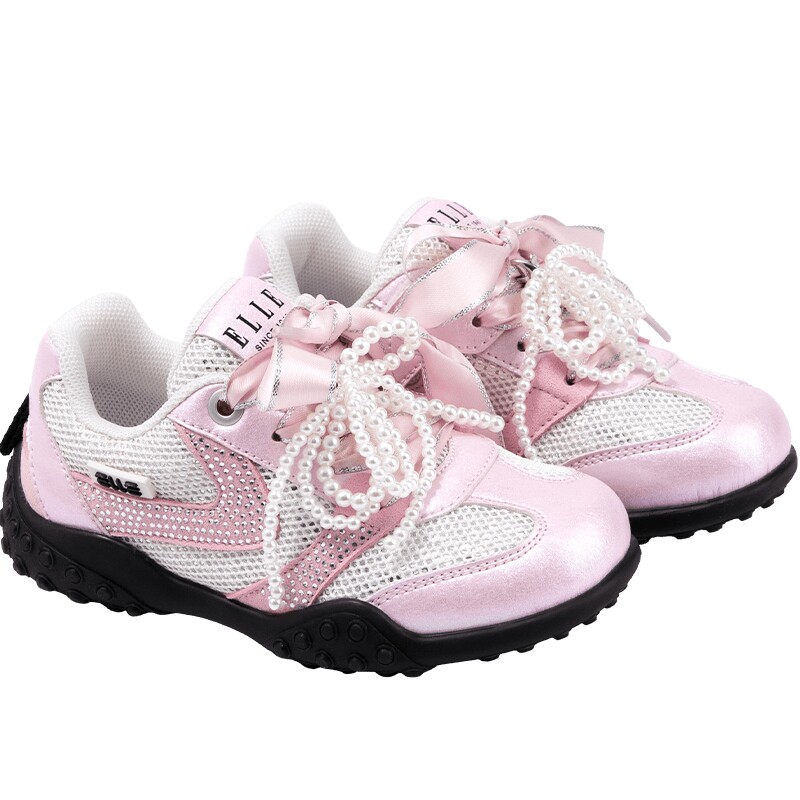 ELLEkids珍珠蝴蝶结女童运动鞋