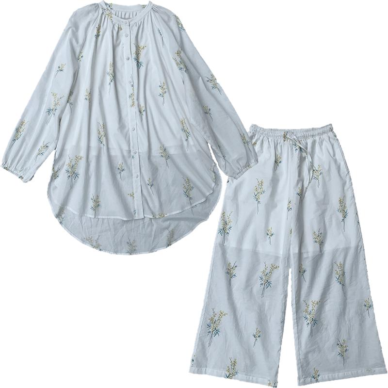 LNParty 日系春秋合欢花纯棉睡衣GP家居服套装孕妇夏季产后月子服