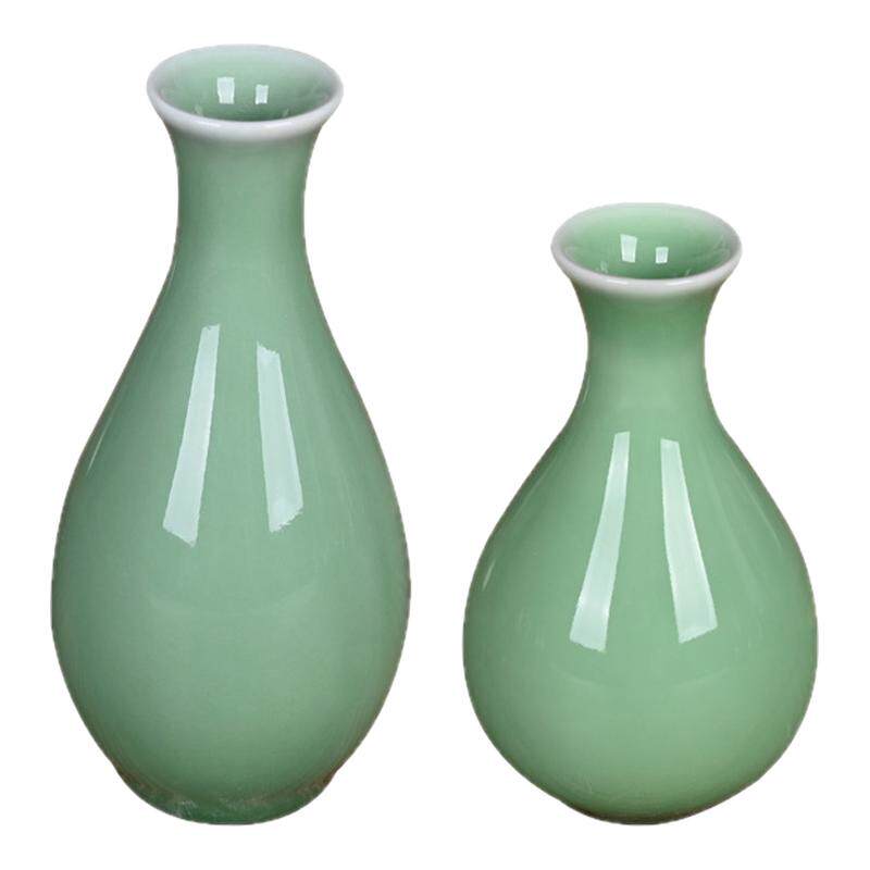 精品青瓷花瓶中式桌面摆件时尚小花器家居装饰小静瓶子玉壶春花插