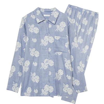 纯棉提花小翻领睡衣套装罗丝美女