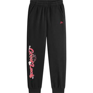 【马年新年红色】安踏女童加绒裤子冬2026新款儿童拜年衣服运动裤