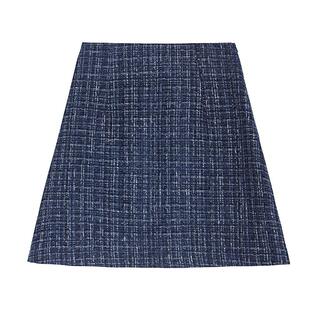 sdeer圣迪奥女装小香风套装复古格纹A字短裙S233Z1313