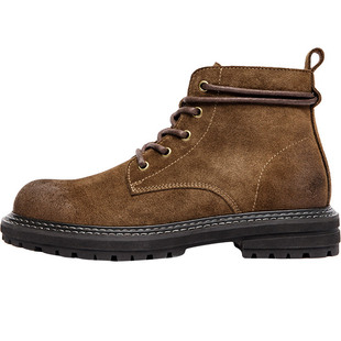 马登男鞋冬季工装靴中帮沙漠靴高帮英伦马丁靴复古加绒真皮短靴子