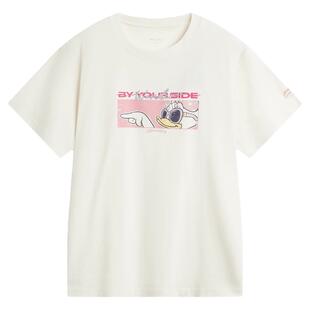 李宁短袖T恤女款黛丝联名2026新款宽松圆领纯棉女士透气运动上衣