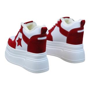 加绒14公分内增高女鞋新款12厘米增高小个子10真皮厚底小白鞋8cm