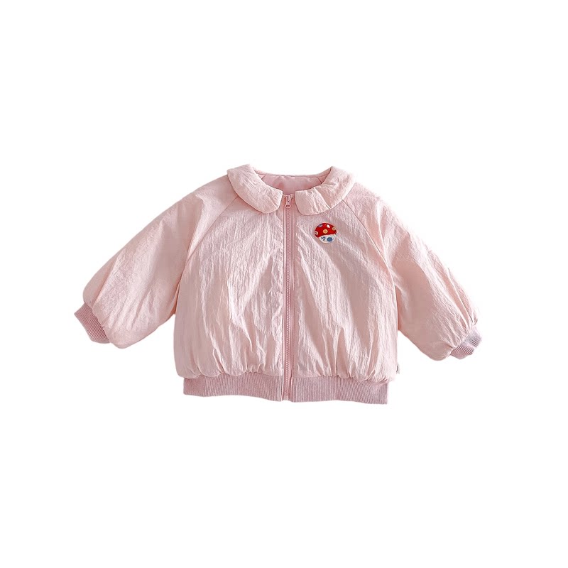 女童冬季刺绣加厚夹棉保暖面包服