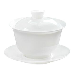 景德镇瓷盖碗茶具手工套装陶瓷三才盖碗白薄胎大号泡茶碗羊脂玉瓷