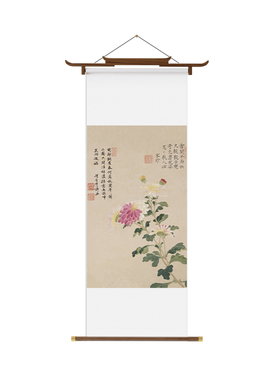 千里江山卷轴 听琴图宋代美学新中式挂画茶室客厅四联条屏装饰画