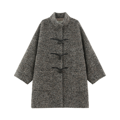 牛角扣复古毛呢外套大衣