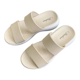 拖鞋女新款夏天凉拖鞋女款外穿时尚一字拖夏季沙滩家居坡跟厚底