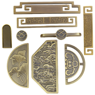 新中式柜门拉手合金抽屉橱柜轻奢家具金色仿古红木家具衣柜门把手