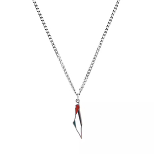 红白黑小碎片项链吊坠饰品钛钢蛇骨短款卫毛衣链男女气质风配饰潮